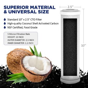20 Micron String Wound & 5 Micron CTO Carbon Block Water Filter 10"x2.5", Whole House Water Filters Universal Replacement Filter Cartridge by Membrane Solutions