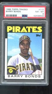 barry bonds rookie card 1986 topps traded #11t psa 8