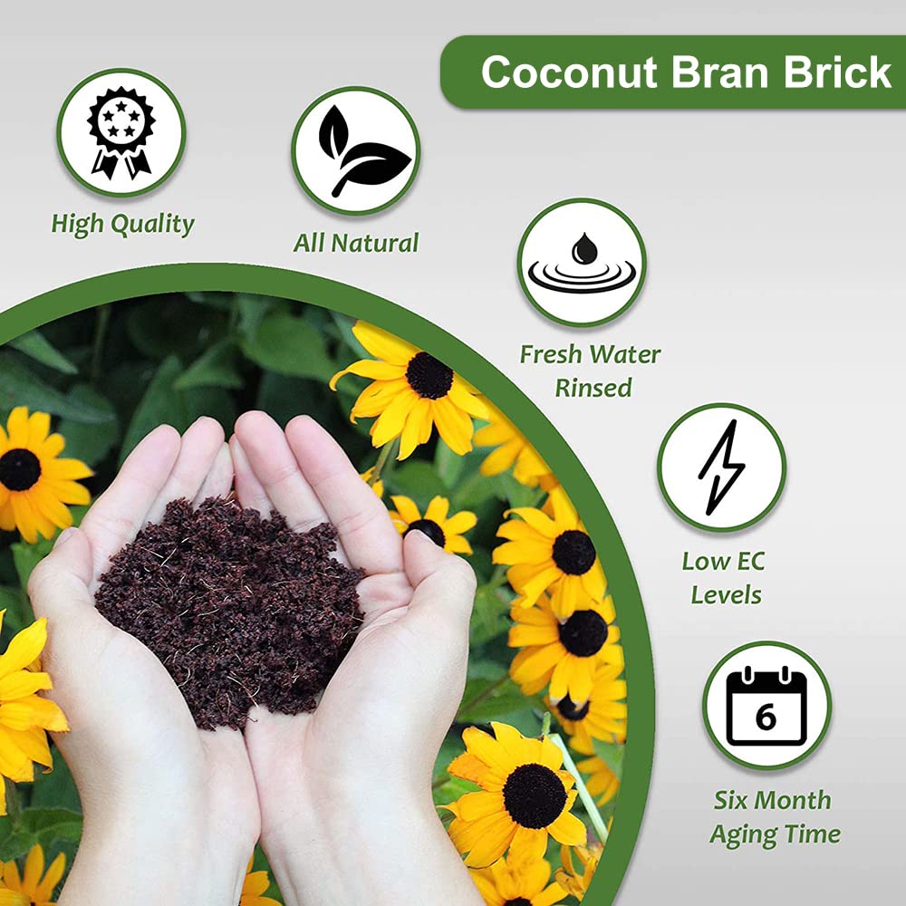 Hodiax Premium Coco Coir Brick, 11Lbs High Nutrinent Compressed Coconut Soil, OMRI 100% Organic Low EC & PH Balanced Potting Soil for All Plants Gardening, Hydroponics and Reptile Substrate (5KG)