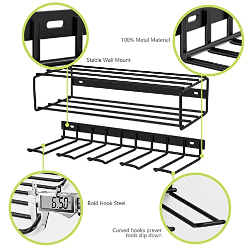 ITurnGlow Power Tool Organizer for Storage,Wall Mount Heavy Duty Drill Holder, 2 Pack Garage Power Tool Storage Racks Tool Holder for Cordless Drill, Heavy Duty Floating Tool Shelf