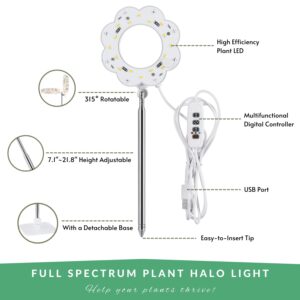 UEHICT Plant Grow Lights for Indoor Plants - Full Spectrum Mini Plant Grow Lamps with Stand, High-Efficiency LEDs, Height Adjustable, Auto Timer, Table Top UV Plant Light for Indoor Growing, Seedlings