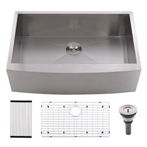 33 Inch Farmhouse Sink Stainless Steel - 33 inch Apron Front Farmhouse Sink Kitchen Sink Single Bowl 16 Gauge Stainless Steel Farm Sink