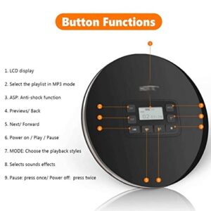 ZLDGYG Bluetooth Portable CD Player LCD Display Anti-Skip Shockproof Car Stereo AUX MP3 Player Replacement for Earphone CD Playe