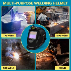 TRQWH Welding Helmet with Light True Color Auto Darkening Welding Helmets for Men Solar Powered Welding Hood with 2 Arc Sensor Wide Shade 4/9-13 for TIG MIG ARC Cool Welder Mask Careta Para Soldar