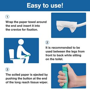 Long Reach Comfort Wipe Toilet Aids Tools, Bottom Wiper, Extends Your Reach Over 15" Grips Toilet Paper or Pre-Moistened Wipes