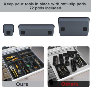 40-Pack Anti-slip Tool Box Organizer, Tool Drawer Organizers with 72pcs Non-slip Pads for Rolling Tool Drawers, Workbench and Cabinets, Tray Dividers Set for Toolbox Organization and Storage