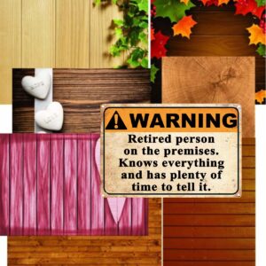 Funny Retirement Gifts For Men, Humorous Retired Gift Funny Warning Signs Yard Metal Tin Sign Dad Joke Patio Gifts, Retired Person On The Premises Knows Everything And Has Plenty Of Time To Tell It