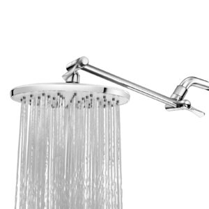 rain shower head with 11'' adjustable arm, warmspray high pressure rainfall showerhead with stainless steel shower arm, rain high flow and amazing pressure (9-inch shower head with arm, chrome)