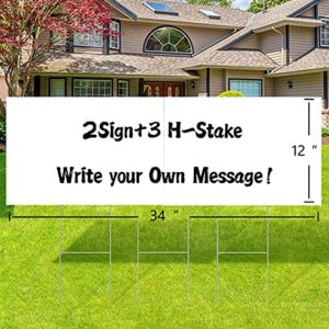 Blank Yard Signs with Stakes 17",White Corrugated Plastic Lawn Sign Double Sided for Garage Sale,Estate,Rent,Security,Address,Poster Board 17 x 12 In,DIY Custom House Outdoor Sign,5 Packs