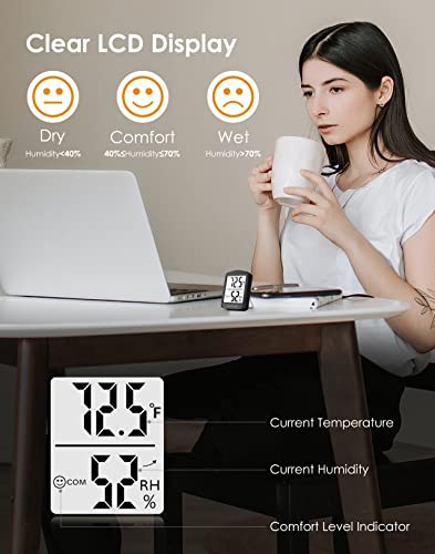 hoyiours Digital Hygrometer Indoor Thermometer Room Temperature and Humidity Monitor with 3s Fast Refresh, Thermometer Hygrometer Humidity Meter Humidity Gauge for Home, Baby Room, Greenhouse, Black