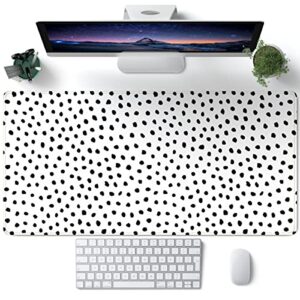 boho desk mat, polka dot large mouse pad desk pad boho desk accessories for women office decor, xxl mousepad long laptop keyboard mouse mat 31.5''x15.7'' non-slip rubber base with stitched edges