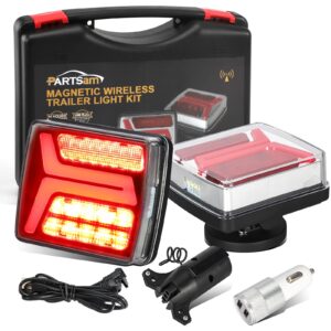 partsam led magnetic towing tail light 58led wireless led towing trailer light kit universal stop turn running light with license plate light dual usb cable charges for trucks trailers ip67 10-30v