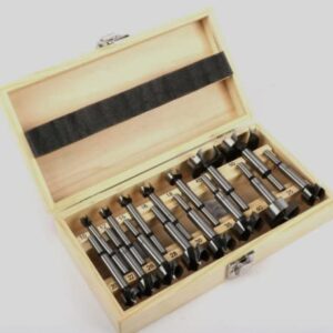 15PCS Forstner Drill Bit Set with Wooden Storage Case, 10-50mm 2/5-2in Round Shank Woodworking Hole Saw Drilling Cutting Tool Kits 