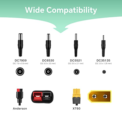 NECESPOW Solar Panel Connector to 6X Connector Adapter Anderson, XT60, DC7909, DC6530, DC35135, DC5521, Solar Charge Cable for 100W to 200W Portable Solar Panel Portable Power Station