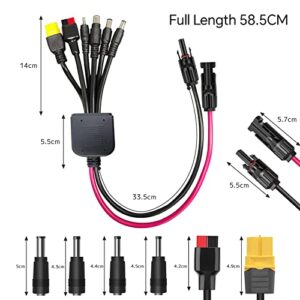 NECESPOW Solar Panel Connector to 6X Connector Adapter Anderson, XT60, DC7909, DC6530, DC35135, DC5521, Solar Charge Cable for 100W to 200W Portable Solar Panel Portable Power Station