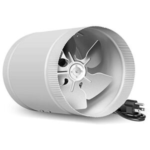 ipower 8 inch 254 cfm inline duct fan with low noise, hvac exhaust ventilation fan for bathrooms/kitchens/basements/attics, grey