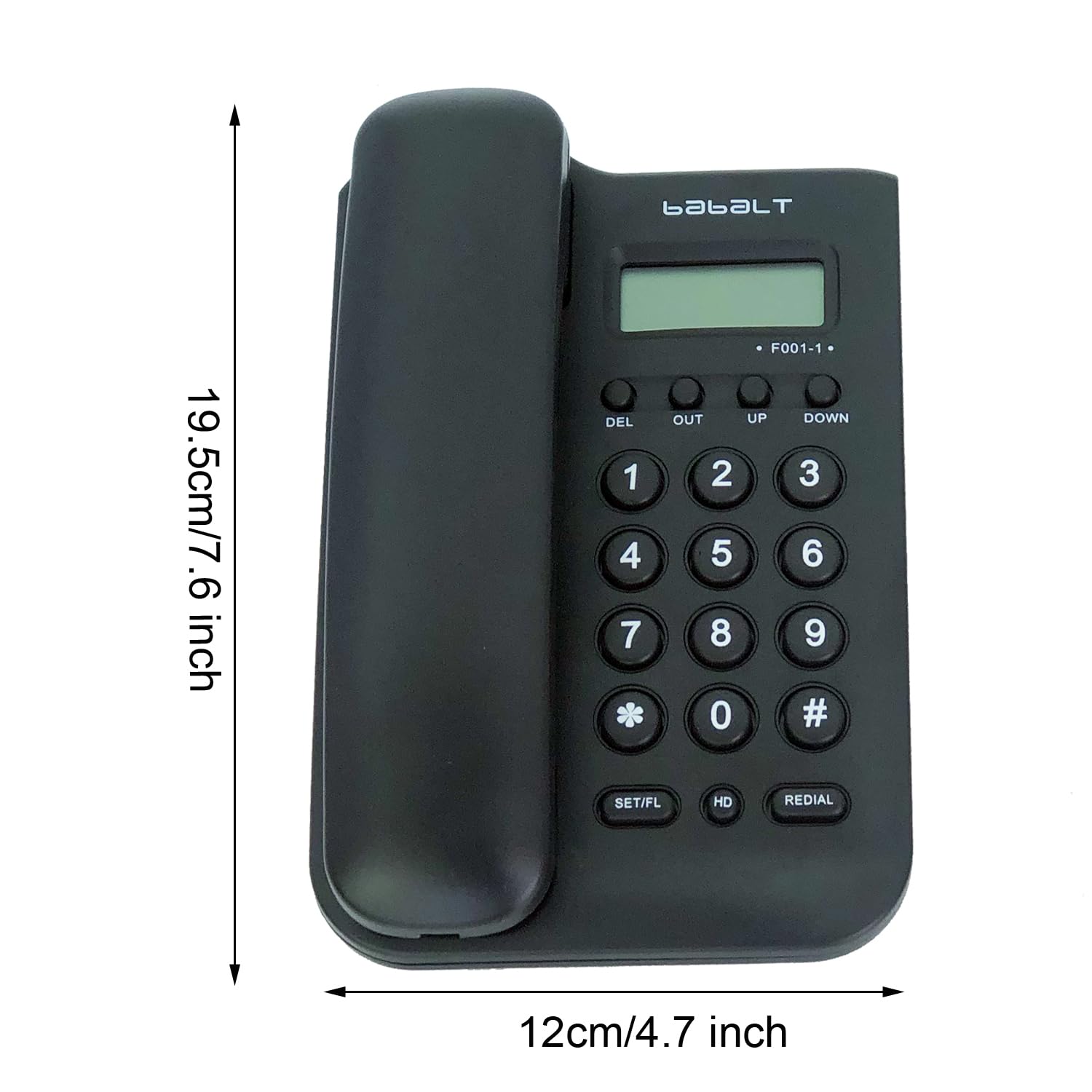 Corded Basic Landline Phone, TelPal FSK/DTMF Simple Caller ID Telephone with LCD Incoming Call Number Display, Small Desk/Wall Mountable Analog Phone for Home Office (Black)