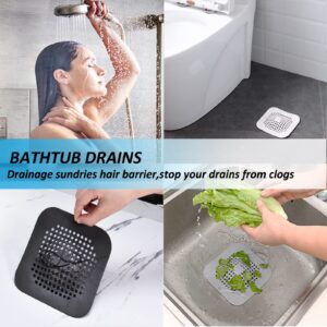 Hair Drain Catcher,Raised Square Shower Drain Covers with Suction Cup for Pop-up Stopper 2 Pack (Black)