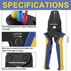 haisstronica Crimping Tool For Heat Shrink Connectors,AWG 22-10 7Inch Ratcheting Wire Crimper Tool