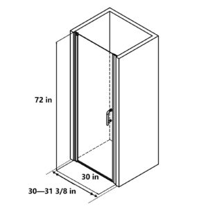 ExBrite 30-31.5 in.W x 72 in.H Pivot Frameless Shower Door,1/4 in. Clear Glass Pivot Swing Shower Doors,Matte Black Finish,Reversible Installation