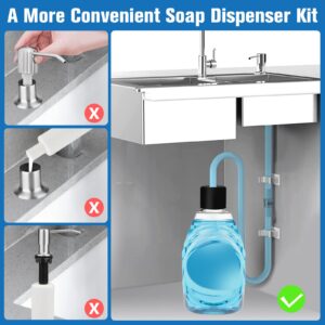 Built in Sink Soap Dispenser or Lotion Dispenser for Kitchen Sink, Soap Dispenser Extension Tube Kit, under Counter Soap Dispenser, Powerful Suction Check Valve & 41" Hose, Fit Most Soap Containers