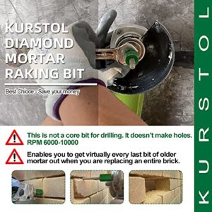 KURSTOL Diamond Mortar Raking Bit - 5/16" x 4" with 58-11 Thread for Brickwork Joint Mortar Removal Masonry,Stone,Concrete Angle Grinder Bit