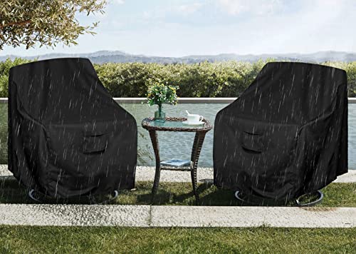 WOMACO Patio Swivel Chair Cover Waterproof Outdoor Swivel Chair Slip Covers Outside Small Large Oversized Wicker Lawn Club Chair Furniture Protector (37" Wx37 Dx40 H(2 Pack))