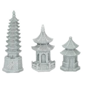 happyyami concrete decoration 3pcs pagoda statue model miniature appendix concrete micro landscape decoration