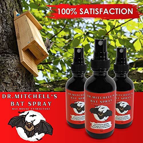 Dr. Mitchell’s Bat Spray - Bat Attractant Bait Lure Scent Bat Houses and Boxes 2oz Spray Bottle Research-Backed All Natural Pheromone and Scent Mimicking Formula Blend - Made in The USA