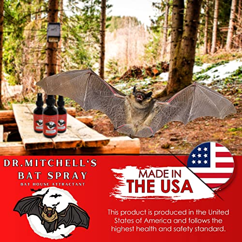 Dr. Mitchell’s Bat Spray - Bat Attractant Bait Lure Scent Bat Houses and Boxes 2oz Spray Bottle Research-Backed All Natural Pheromone and Scent Mimicking Formula Blend - Made in The USA