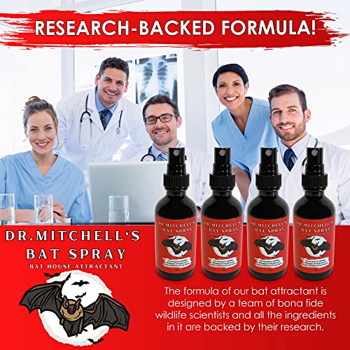 Dr. Mitchell’s Bat Spray - Bat Attractant Bait Lure Scent Bat Houses and Boxes 2oz Spray Bottle Research-Backed All Natural Pheromone and Scent Mimicking Formula Blend - Made in The USA