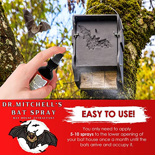 Dr. Mitchell’s Bat Spray - Bat Attractant Bait Lure Scent Bat Houses and Boxes 2oz Spray Bottle Research-Backed All Natural Pheromone and Scent Mimicking Formula Blend - Made in The USA