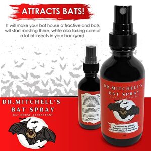 Dr. Mitchell’s Bat Spray - Bat Attractant Bait Lure Scent Bat Houses and Boxes 2oz Spray Bottle Research-Backed All Natural Pheromone and Scent Mimicking Formula Blend - Made in The USA