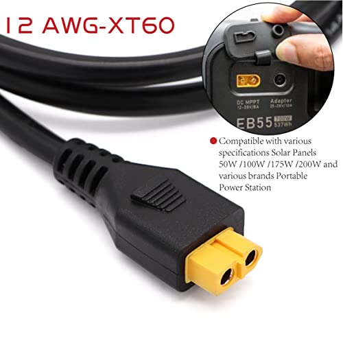 Ruikarhop 3Ft 12 AWG DC 8mm/DC7909 Female to XT60 Female Connector Extension Cable for Lipo Battery Pack Compatible Portable Power Station & Solar Generator