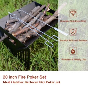 Stainless Steel Fire Pit Tool,Fire Poker and Tongs for Fire Pit Campfire Firewood Log,Fire Poker Set Stick for BBQ Grill,Patio Picnic