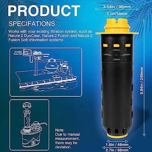 Replacement for Nature2 Duoclear 25 35 Mineral Cartridge W28000 W28001 for All Zodiac DuoClear Fusion Soft Vision Pro Above Ground Ingroud Pool Sanitizer for up to 35,000 Gallons Pool, 50001800