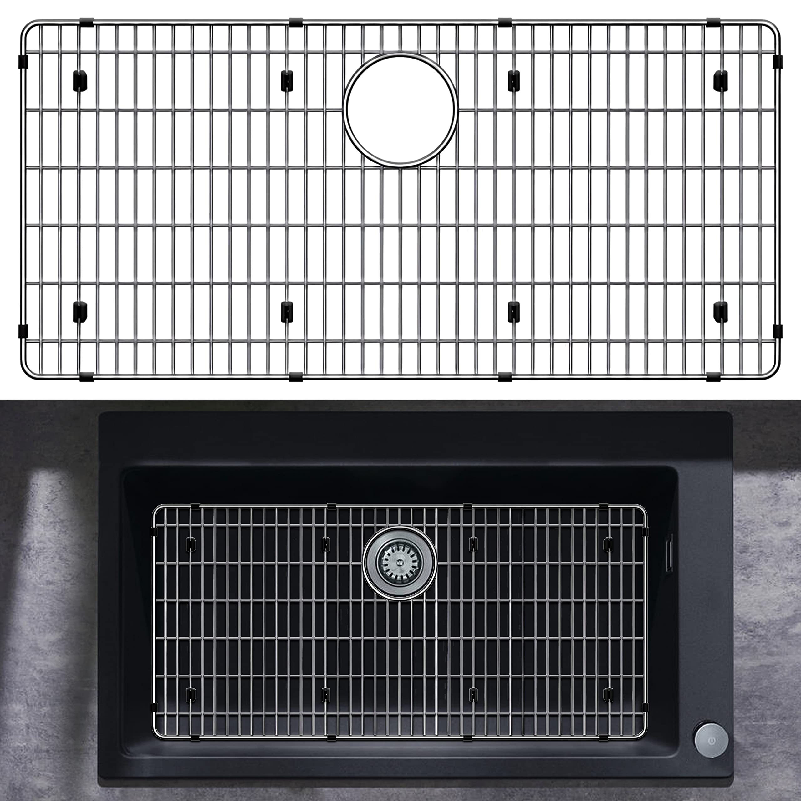 27-1/2" x 13-1/2" x 1-1/4" Sink Protectors for Kitchen Sink - Sink Bottom Grid - Stainless Steel Sink Protector - Sink Grate for Bottom of Kitchen Sink - Kitchen Sink Rack