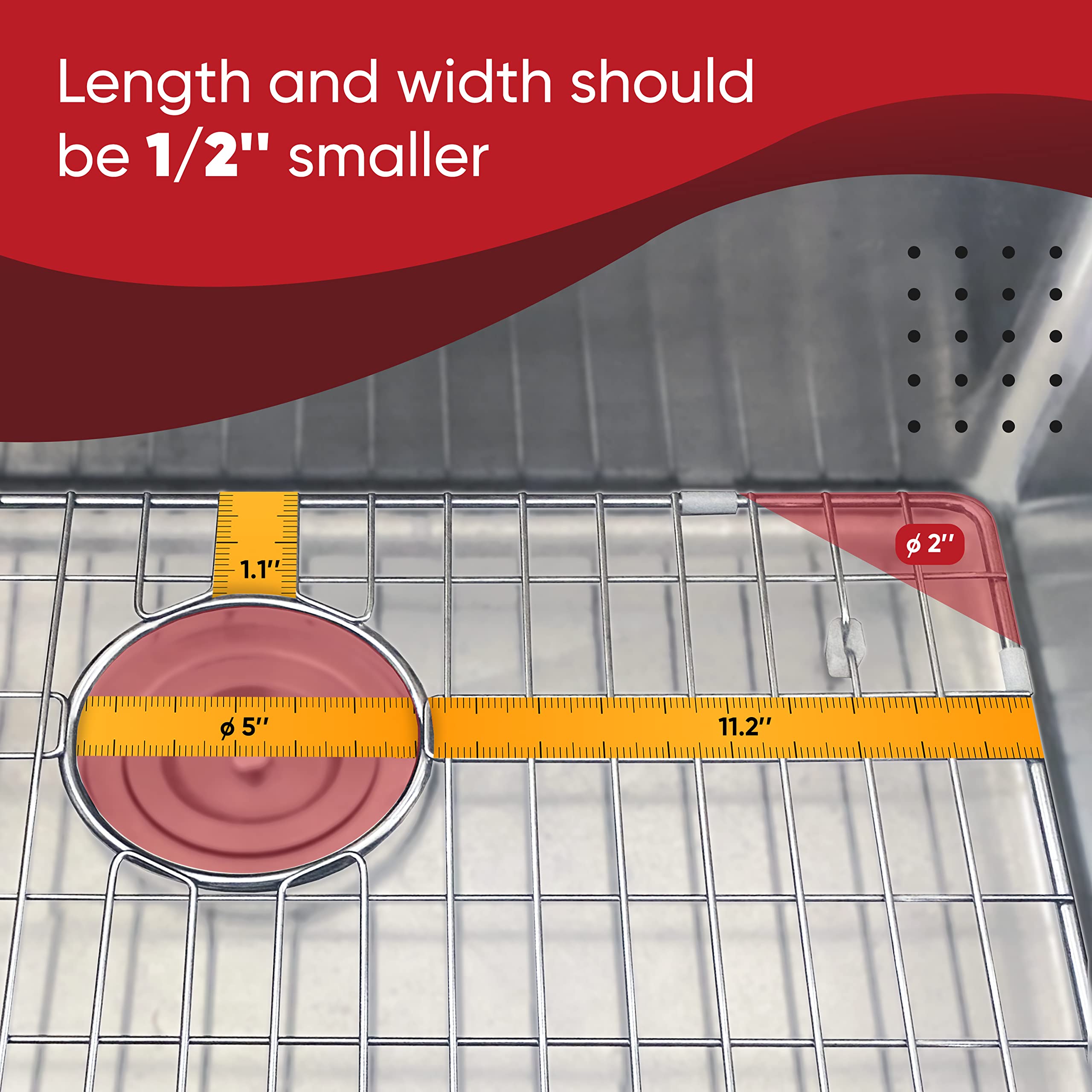 27-1/2" x 13-1/2" x 1-1/4" Sink Protectors for Kitchen Sink - Sink Bottom Grid - Stainless Steel Sink Protector - Sink Grate for Bottom of Kitchen Sink - Kitchen Sink Rack