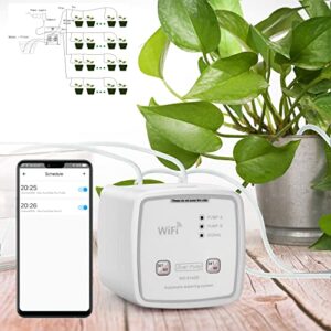 wifi drip irrigation kit dual channel automatic watering system for 20 potted plants remotely control auto/manual/delay watering mode via app easy diy indoor white