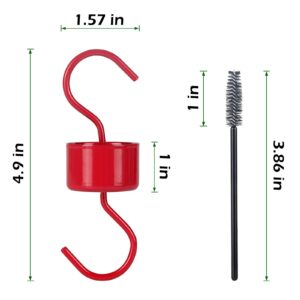 Metal Ant Moat for Hummingbird Feeders, Red Hummingbird Feeder Ant Guard, 3 Hooks with 3 Brushes