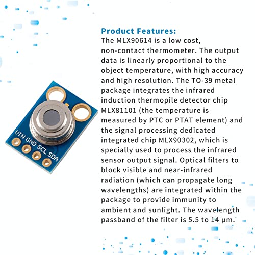 EC Buying GY-906 MLX90614 Non-Contact IR Infrared Temperature Sensor Module IR Temperature Acquisition Module High Precision High Resolution Infrared Temperature Sensor IIC Serial Port for Arduino