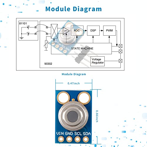 EC Buying GY-906 MLX90614 Non-Contact IR Infrared Temperature Sensor Module IR Temperature Acquisition Module High Precision High Resolution Infrared Temperature Sensor IIC Serial Port for Arduino