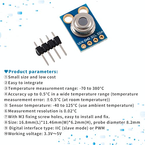 EC Buying GY-906 MLX90614 Non-Contact IR Infrared Temperature Sensor Module IR Temperature Acquisition Module High Precision High Resolution Infrared Temperature Sensor IIC Serial Port for Arduino