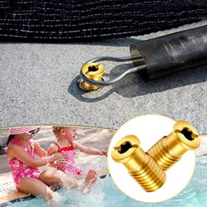 10 Pieces Brass Pool Cover Anchors Screws Pool Safety Cover Anchor Replacement Kit, Heavy Duty Pool Cover Anchors Concrete