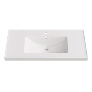 jpnd 36" white bathroom single hole integrated sink/countertop, drop-in self-rimming rectangular bathroom vanity sink top, 36.38"w x 19.13"d x 7.5"h