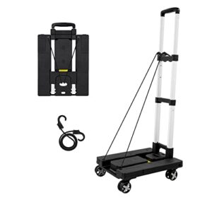 tiny spark dolly cart for moving folding hand truck with wheels heavy duty luggage carrier cart foldable platform cart with 4 wheels and 3 ropes lightweight collapsible dolly for travel office