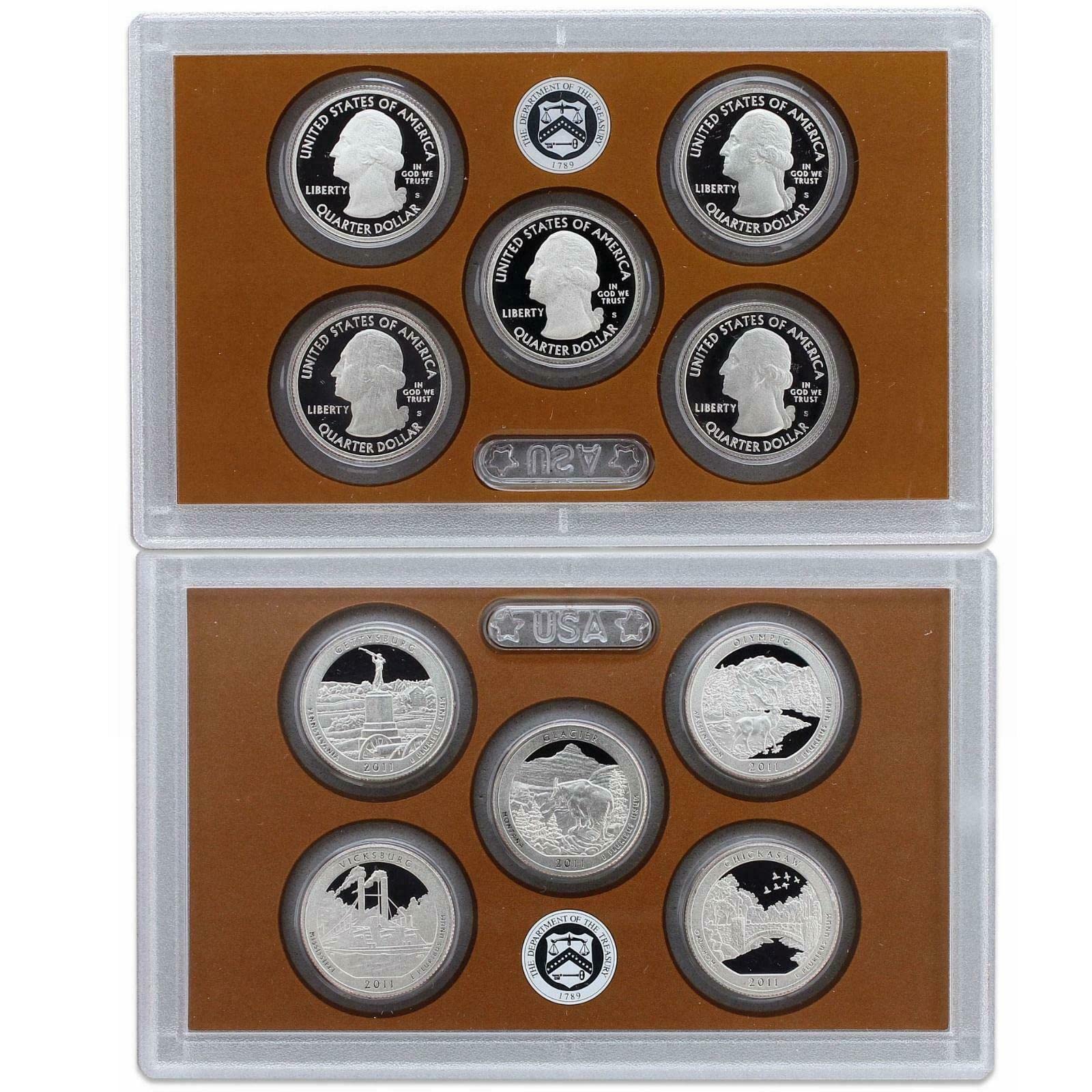 2011 S America the Beautiful Quarters National Parks Quarters Proof Set - 5 coins - Exceptional Coins - US Mint GEM Proof - No Box or COA