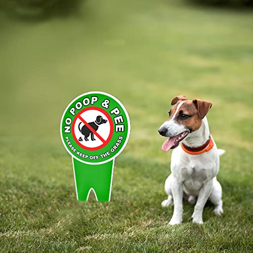 2 PC No Dog Poop Signs for Yard - 12x6 Double Sided Dibond No Pooping Dog Signs for Yard - Keep off Grass Sign - No Dogs Allowed Sign - Dog Poop Sign