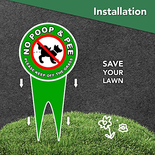 2 PC No Dog Poop Signs for Yard - 12x6 Double Sided Dibond No Pooping Dog Signs for Yard - Keep off Grass Sign - No Dogs Allowed Sign - Dog Poop Sign