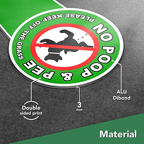 2 PC No Dog Poop Signs for Yard - 12x6 Double Sided Dibond No Pooping Dog Signs for Yard - Keep off Grass Sign - No Dogs Allowed Sign - Dog Poop Sign